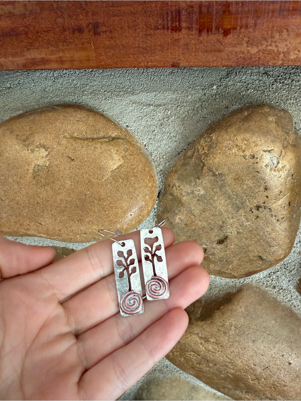 Silver-Tone Tree and Spiral Dangle Earrings - tree roots